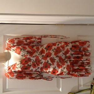 ASOS White Dress with Red Floral Print